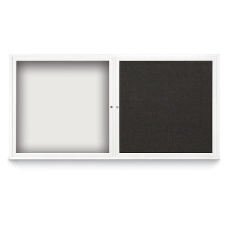 United Visual Products Corkboard, Single Door, Radius Frame, 18x24", Black/Medium Gray UV7000-BLACK-MEDGRY